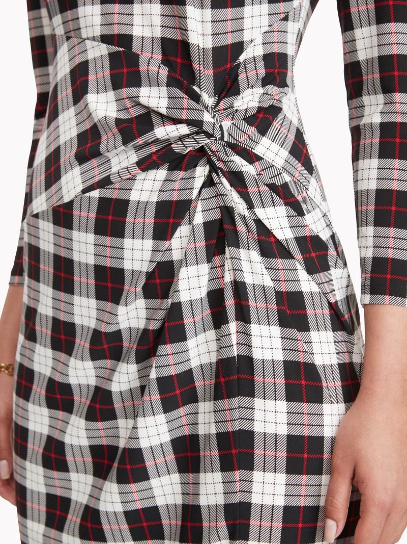 Női Tommy Hilfiger Essential Plaid Jersey Long-Sleeve Dresses Fekete | HU 69CTV